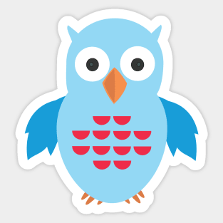 Blue & Red Owl Sticker